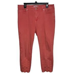 COCO‎ Y CLUB Coral Eyelet Lace Cotton Capri Pants Size 13/14